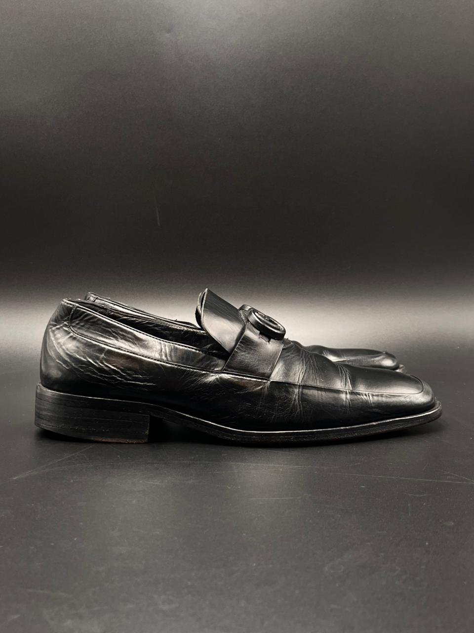Gucci Black Leather Double G Marmont Loafers