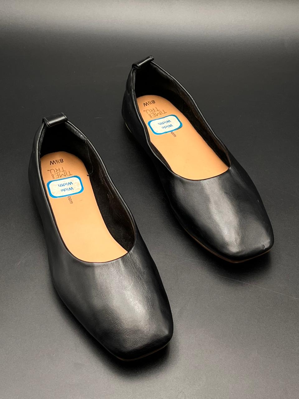 Time and Tru Black Memory Foam Ballet Square Toe