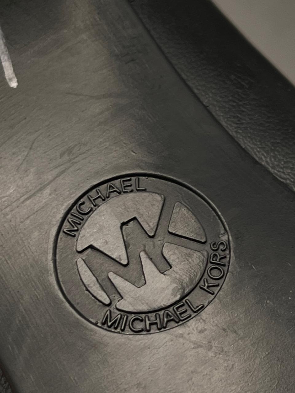 Michael Kors Black Leather Fulton Bow Block Heel