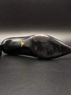 PRADA Milano Black Leather Pointed Toe Heels - 41.5