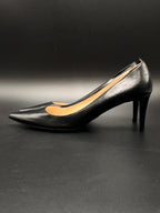 PRADA Milano Black Leather Pointed Toe Heels - 41.5