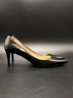 PRADA Milano Black Leather Pointed Toe Heels - 41.5