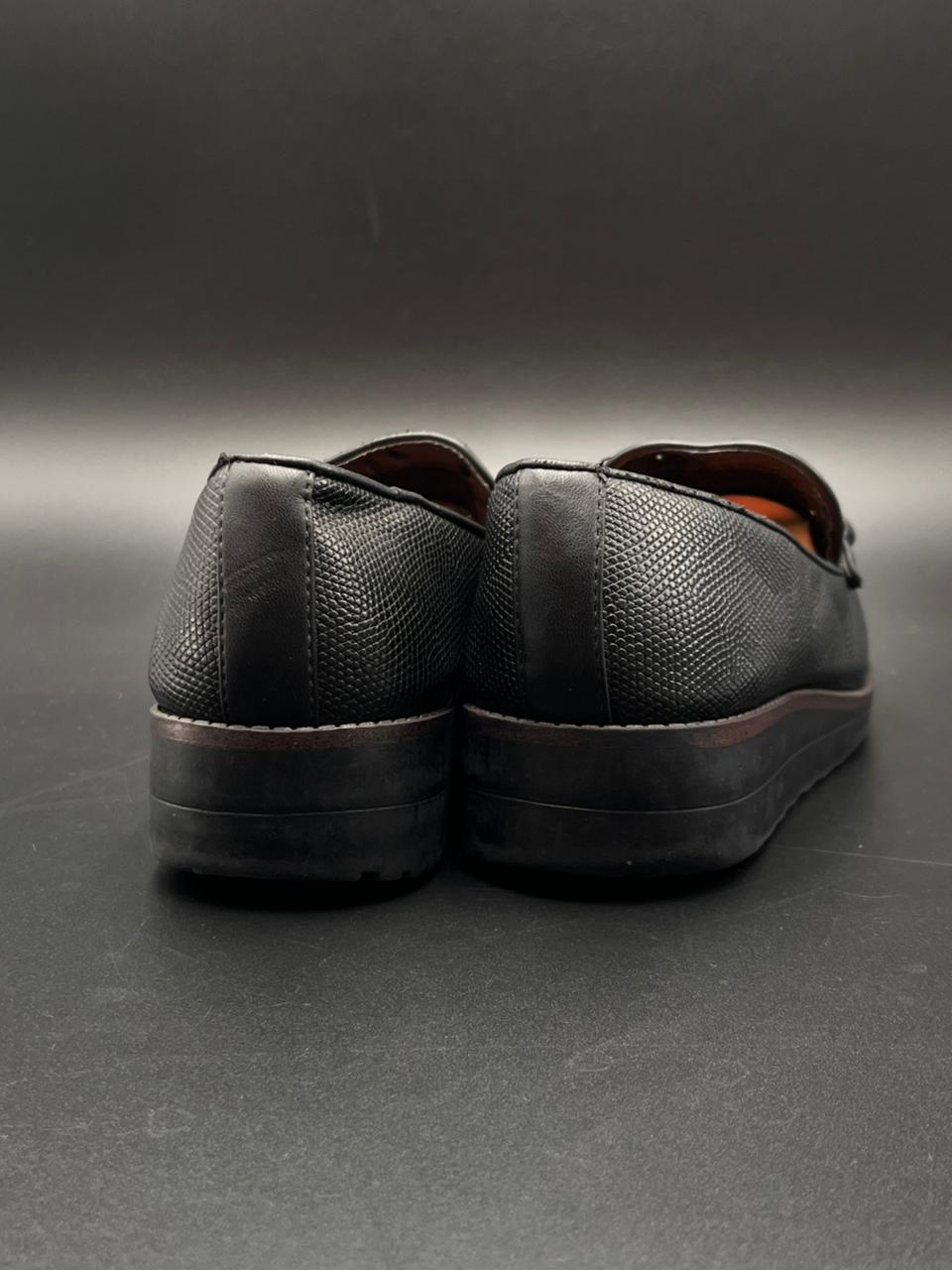 ALDO Yolanda Black Lizard Embossed Bit Loafers