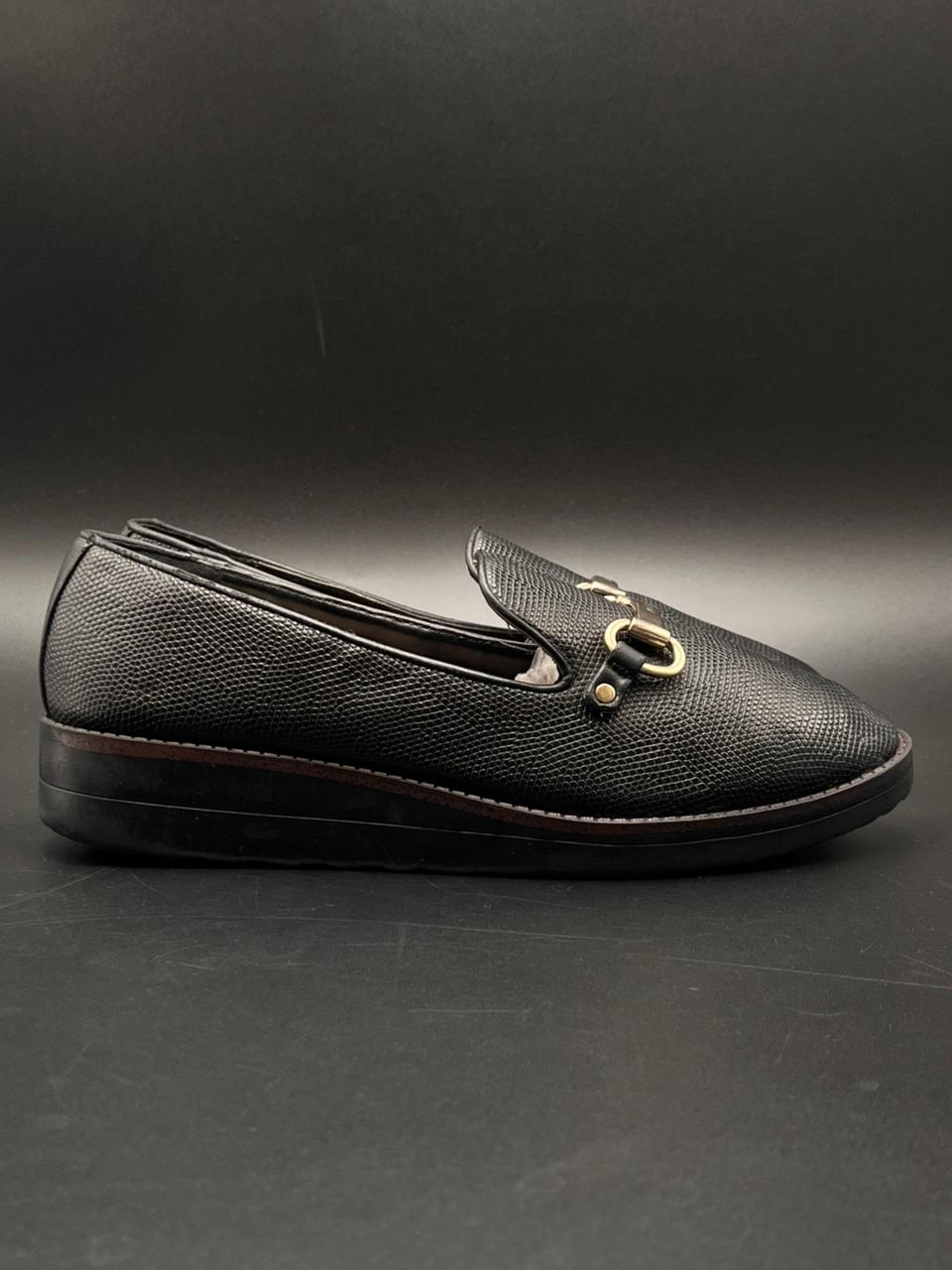 ALDO Yolanda Black Lizard Embossed Bit Loafers