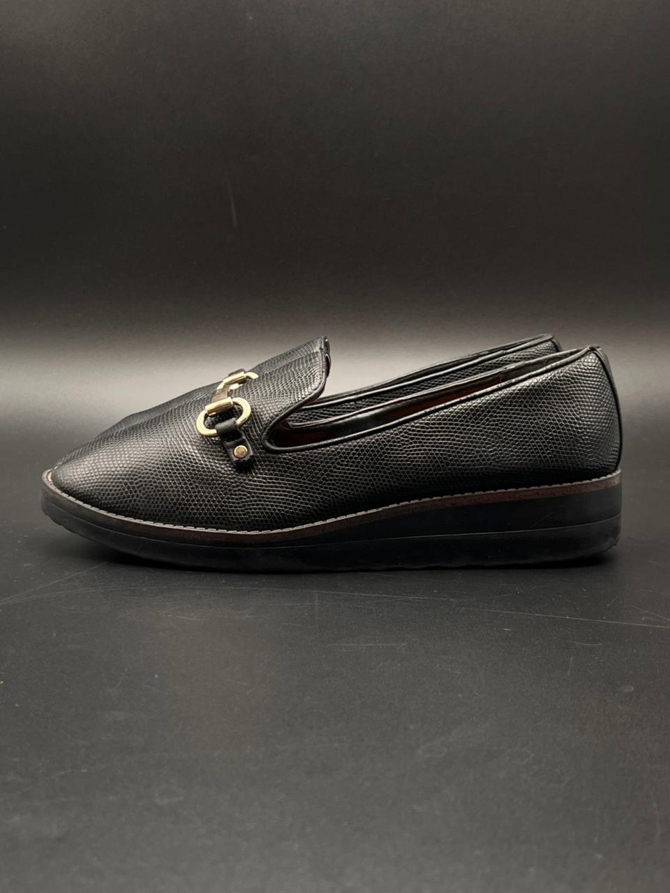 ALDO Yolanda Black Lizard Embossed Bit Loafers