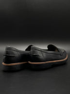 Clarks Black Leather Tweed Penny Loafers - 39