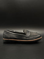 Clarks Black Leather Tweed Penny Loafers - 39