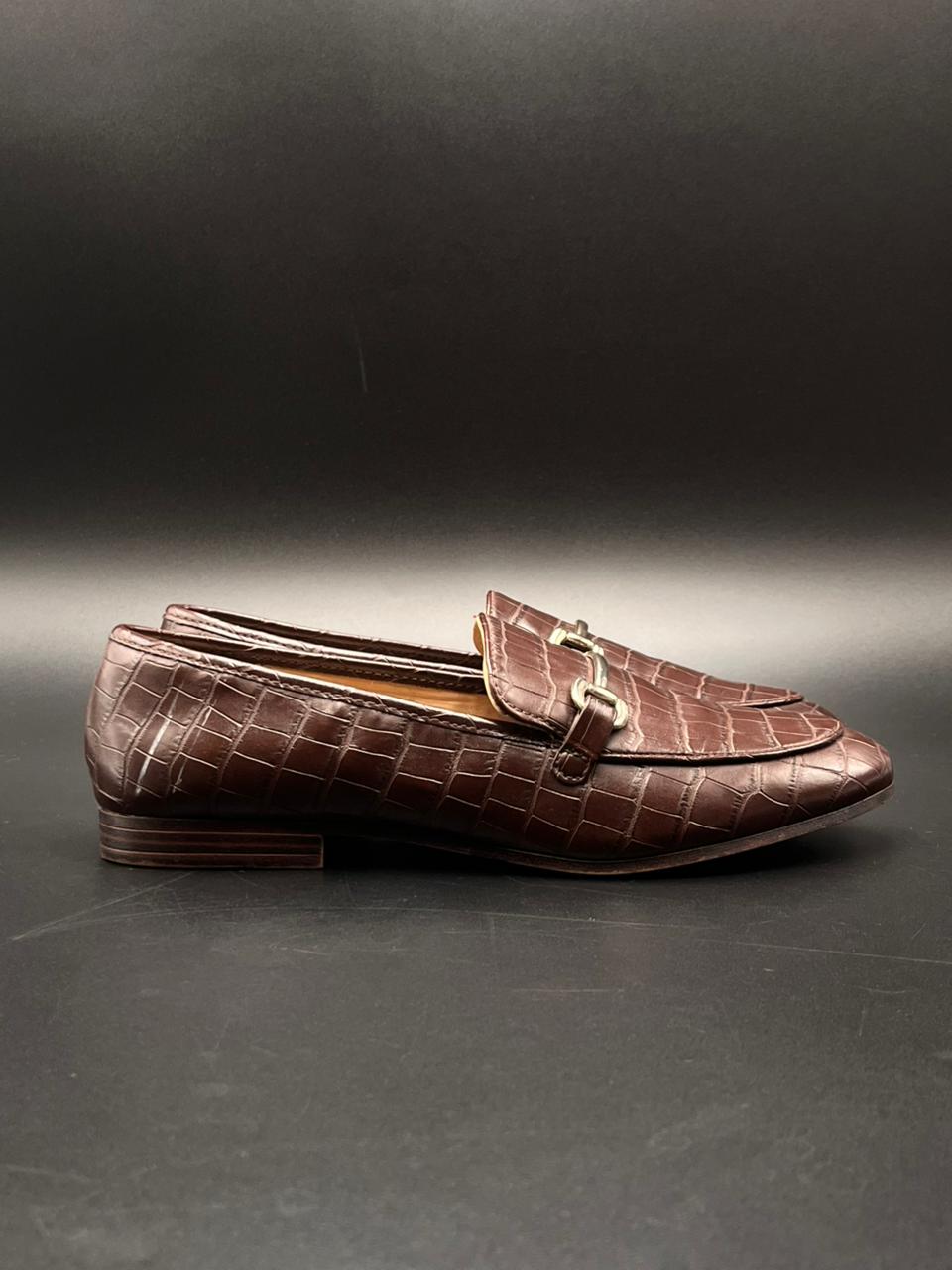 H&M Brown Croc Print Bit Loafers