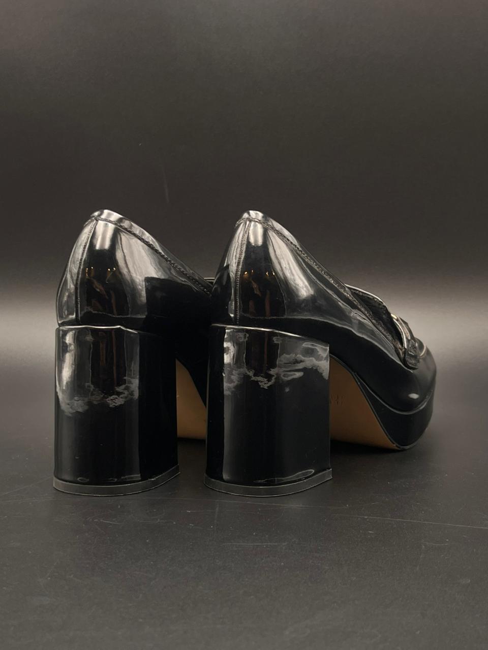 H&M Black Patent Leather Chunky Heel