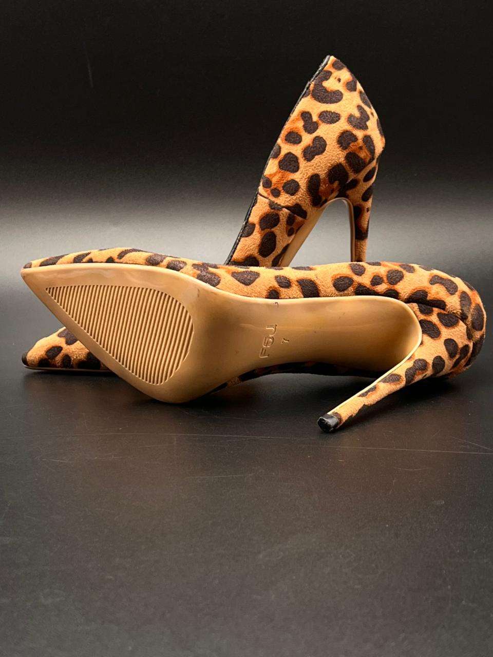FSJ Leopard Print Pointed Toe High Heels