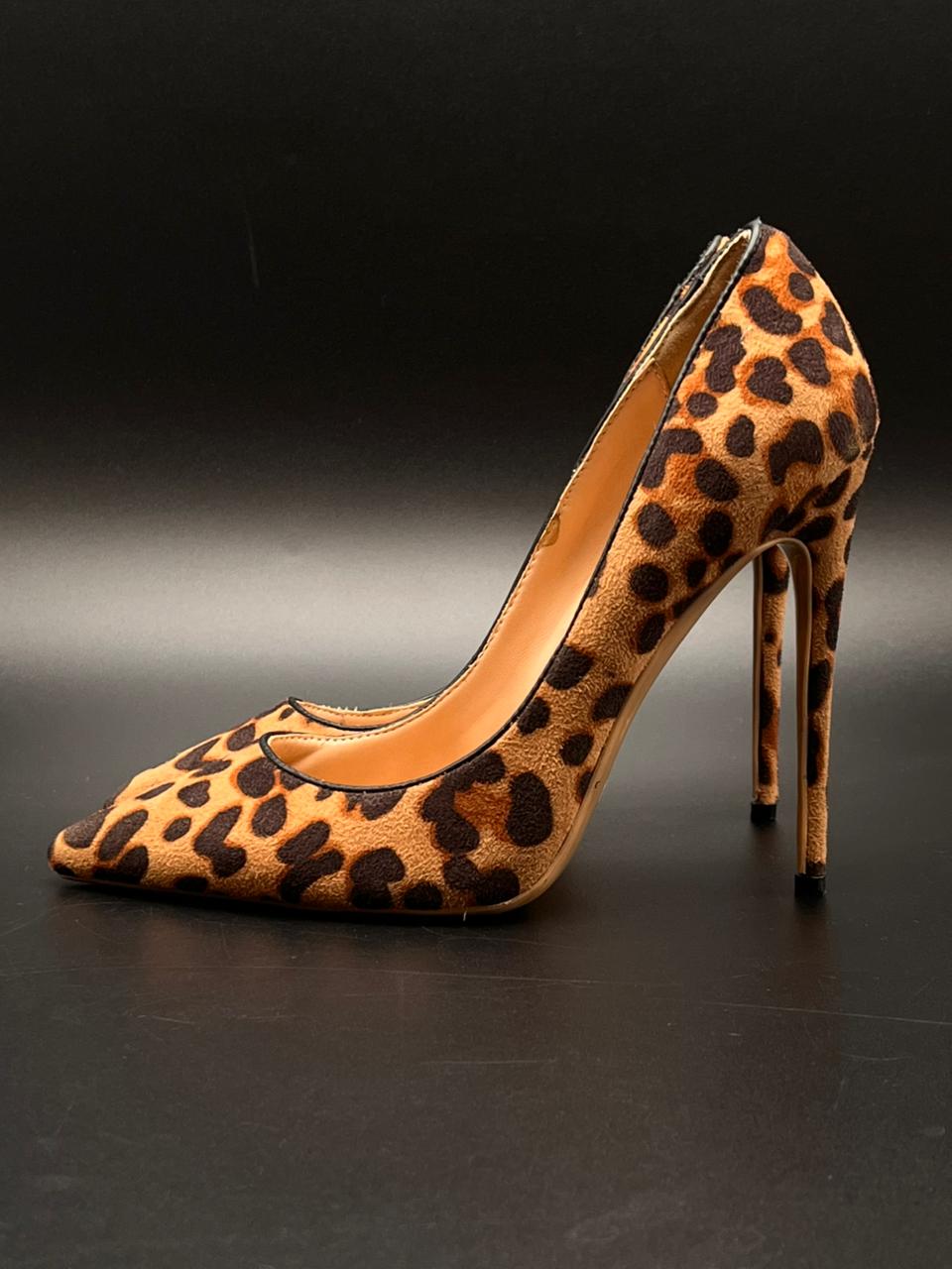FSJ Leopard Print Pointed Toe High Heels