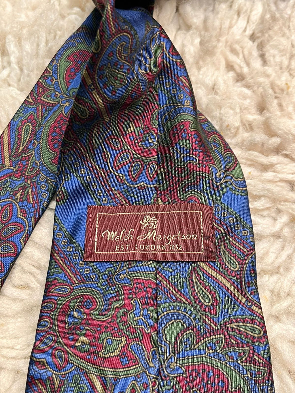 Welch Margetson All Silk Tie Blue Red Paisley Pattern