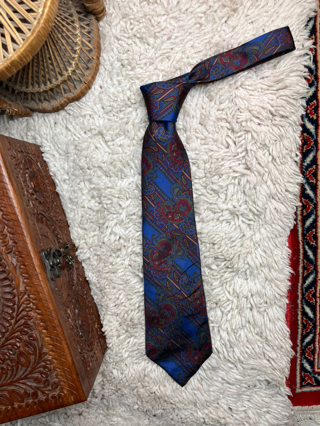 Welch Margetson All Silk Tie Blue Red Paisley Pattern