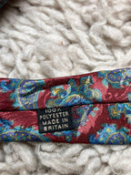 Vintage Folkespeare British Made Red with Vibrant Blue Paisley Design Tie