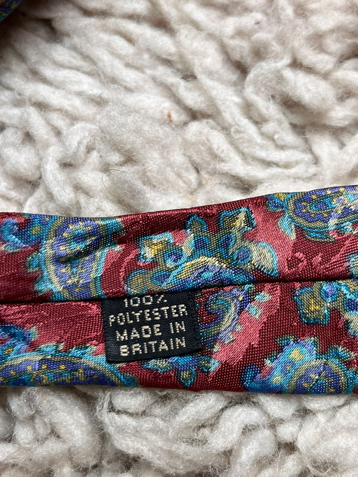 Vintage Folkespeare British Made Red with Vibrant Blue Paisley Design Tie