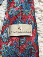 Vintage Folkespeare British Made Red with Vibrant Blue Paisley Design Tie