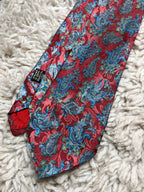 Vintage Folkespeare British Made Red with Vibrant Blue Paisley Design Tie