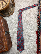 Vintage Folkespeare British Made Red with Vibrant Blue Paisley Design Tie