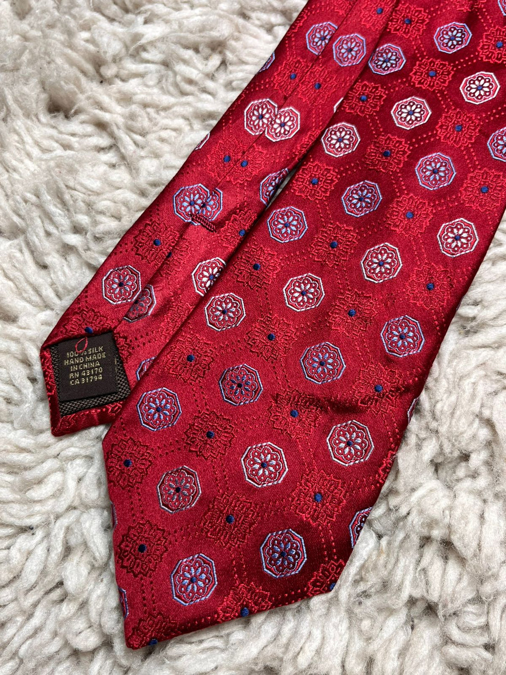 Tasso Elba Geometric Medallion 100% Silk Hand Made TIE