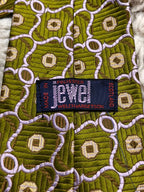 Jewel Welch Margetson Scotland Green Lavender Geometric Pattern TIE