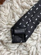 Cedarwood State Black Silver Dashed Rectangular Geometric TIE