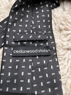 Cedarwood State Black Silver Dashed Rectangular Geometric TIE