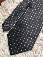 Cedarwood State Black Silver Dashed Rectangular Geometric TIE