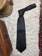 Cedarwood State Black Silver Dashed Rectangular Geometric TIE