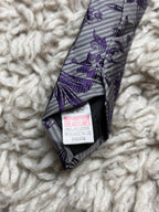Taylor & Wright Silver & Purple Floral Pattern Formal Neck Tie