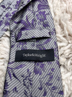 Taylor & Wright Silver & Purple Floral Pattern Formal Neck Tie