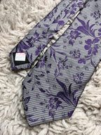 Taylor & Wright Silver & Purple Floral Pattern Formal Neck Tie