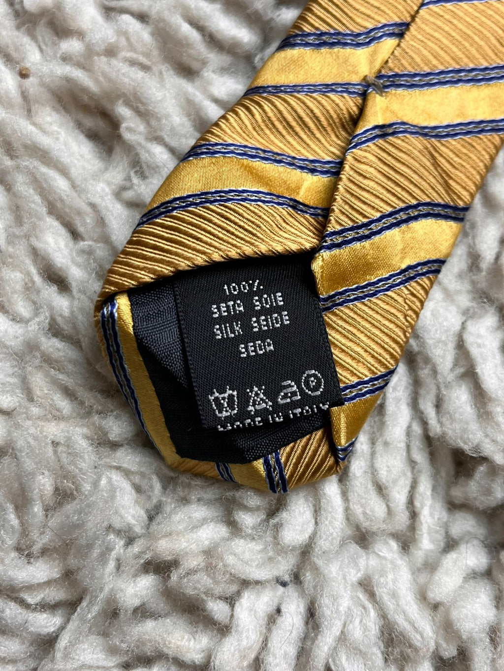Saville Italian Collection Gold Blue Striped Textured TIE