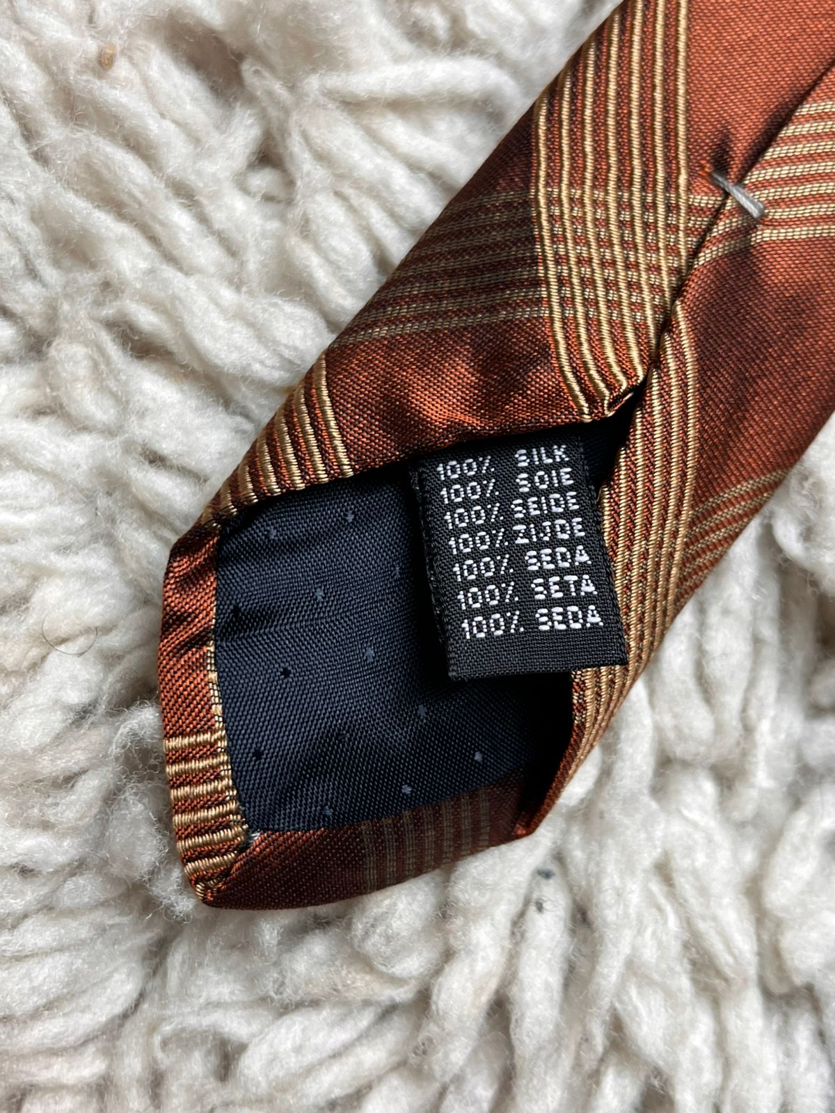 Ital Seta Rust Brown Plaid Check Textured TIE