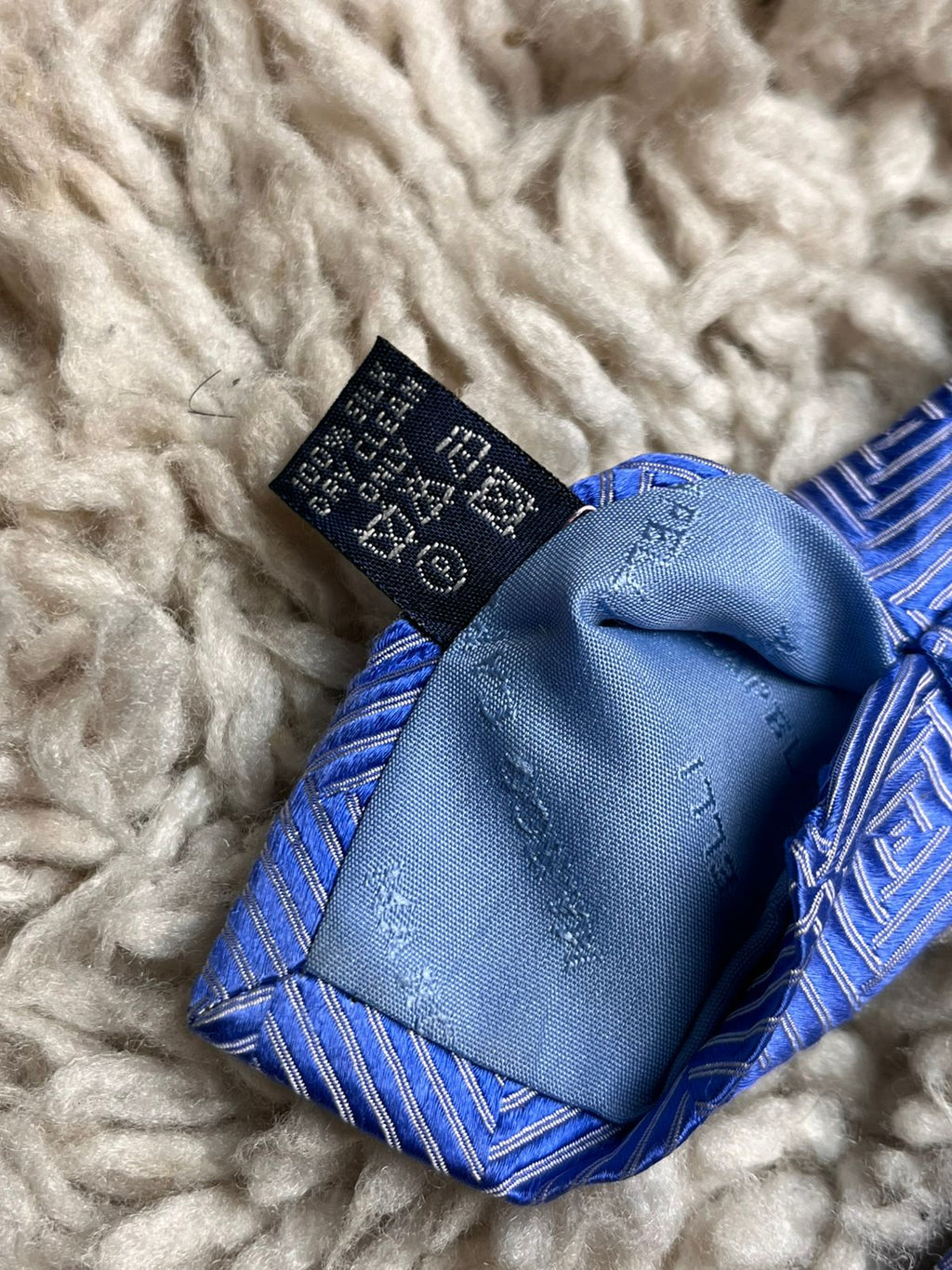 Marco Capelli Blue Silver Geometric Square Pattern Textured TIE