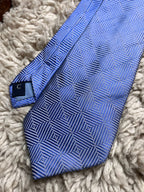 Marco Capelli Blue Silver Geometric Square Pattern Textured TIE