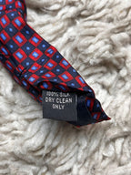 Florence + Fred Red Blue Geometric Square Pattern TIE