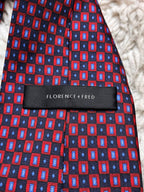 Florence + Fred Red Blue Geometric Square Pattern TIE