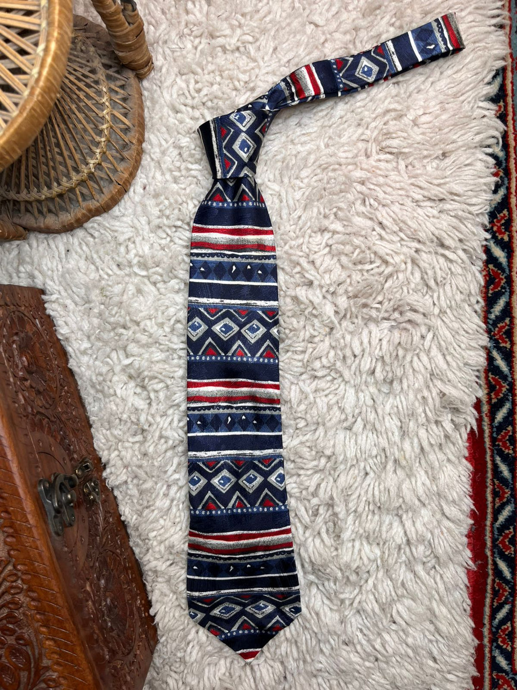 St Michael Marks & Spencer Aztec Tribal Geometric Pattern TIE