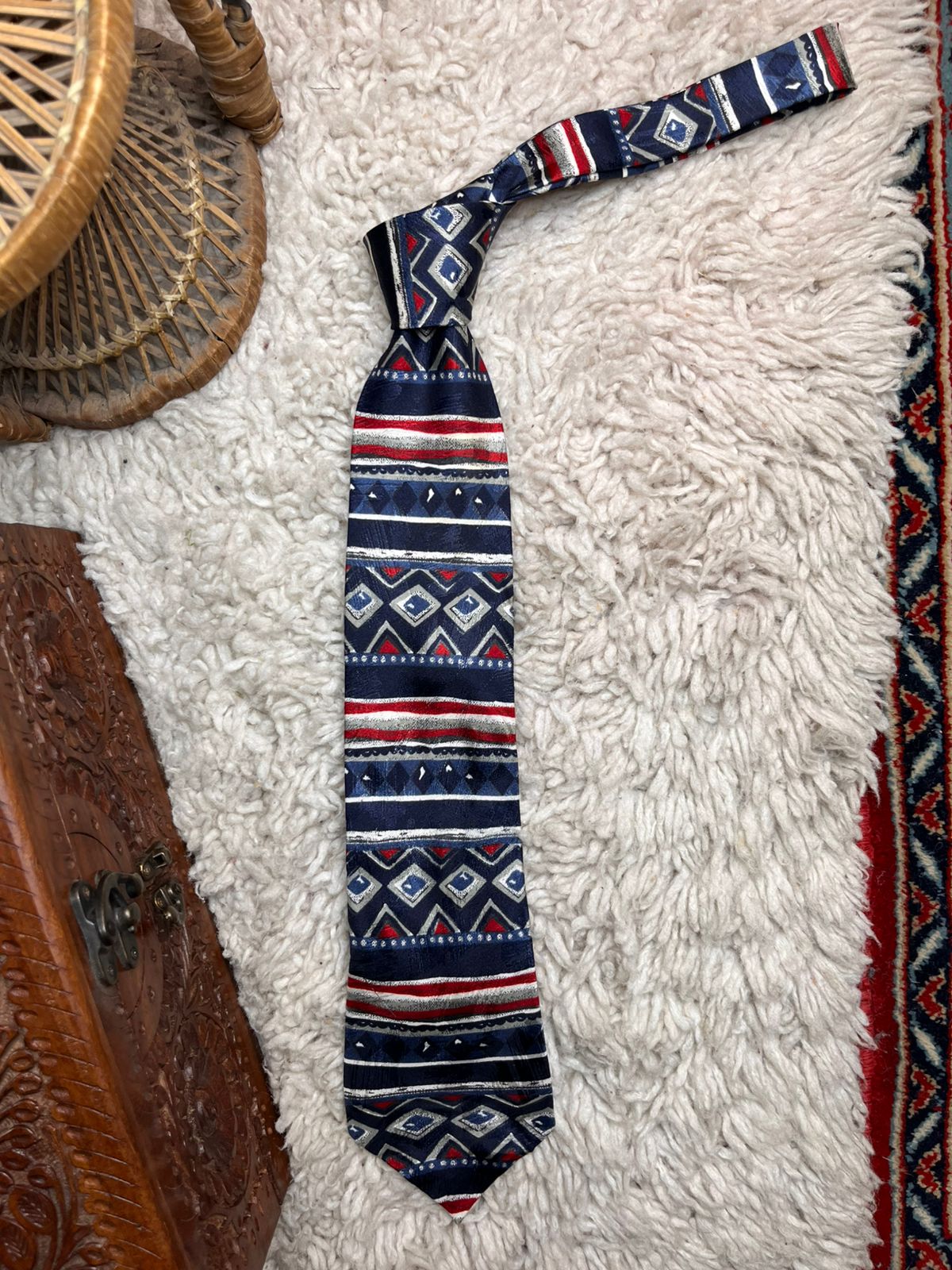 St Michael Marks & Spencer Aztec Tribal Geometric Pattern TIE