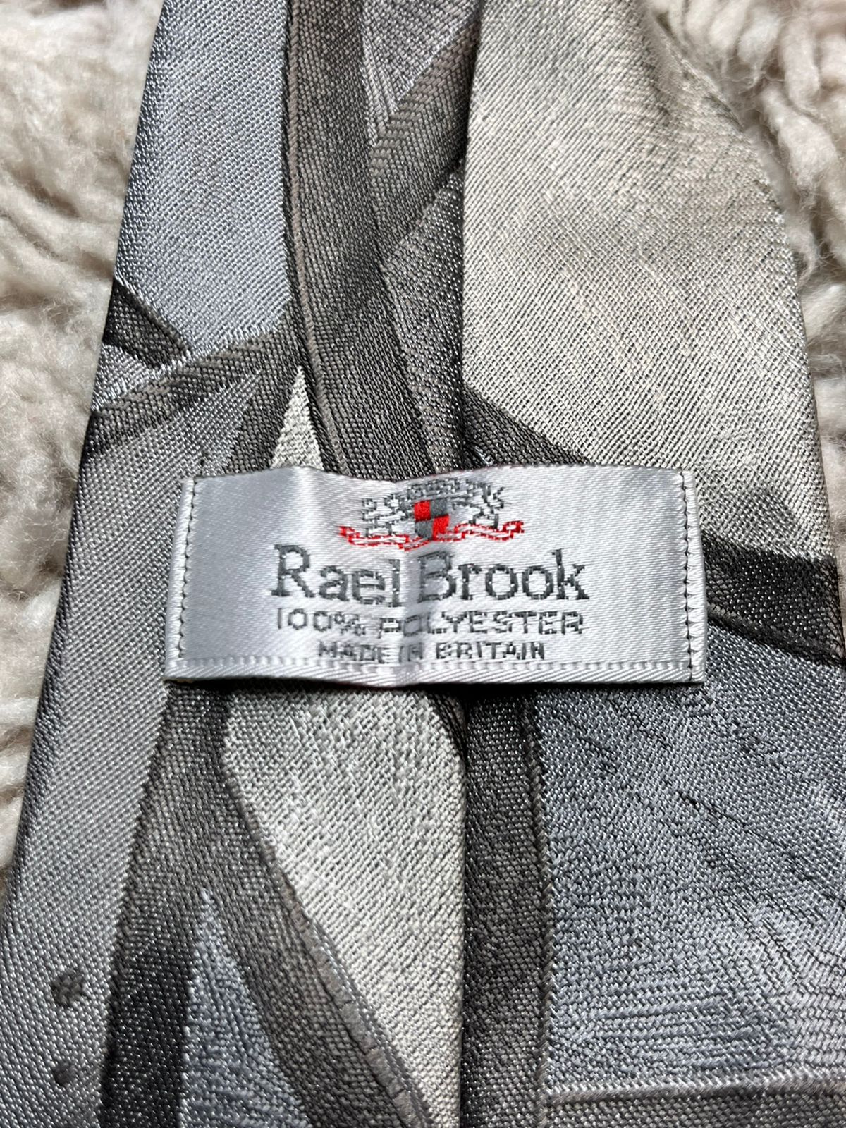 Rael Brook Vintage Silver Grey Abstract Geometric Pattern TIE