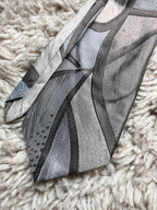 Rael Brook Vintage Silver Grey Abstract Geometric Pattern TIE