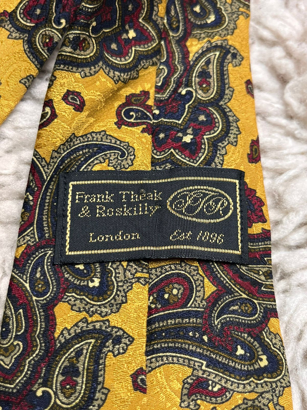 Frank Theak & Roskilly London Gold Red Paisley TIE