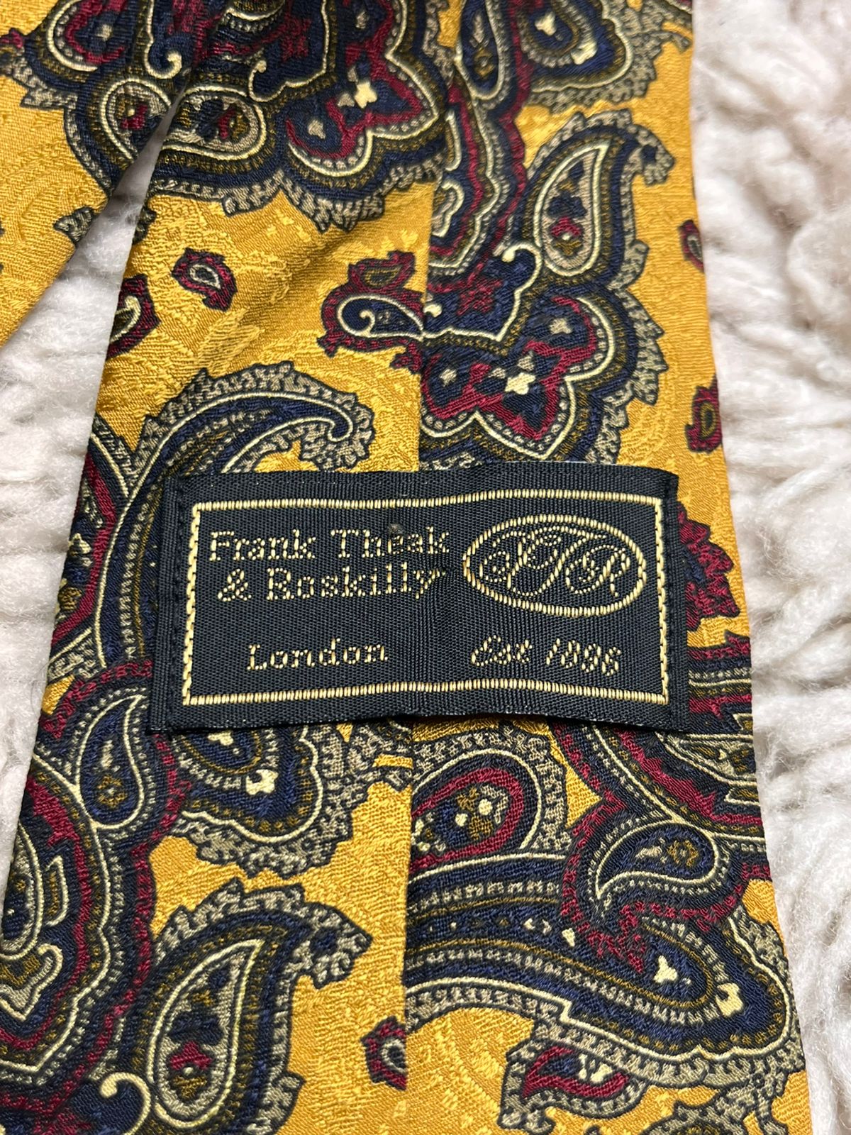 Frank Theak & Roskilly London Gold Red Paisley TIE