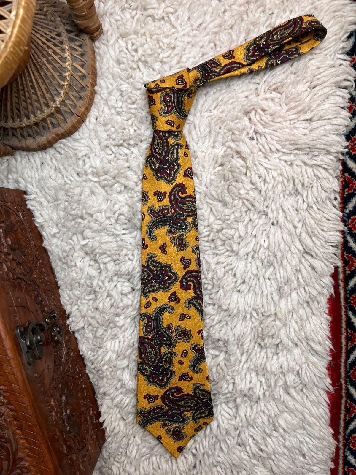 Frank Theak & Roskilly London Gold Red Paisley TIE
