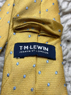 T.M. Lewin Jermyn St London Gold Blue Polka Dot TIE