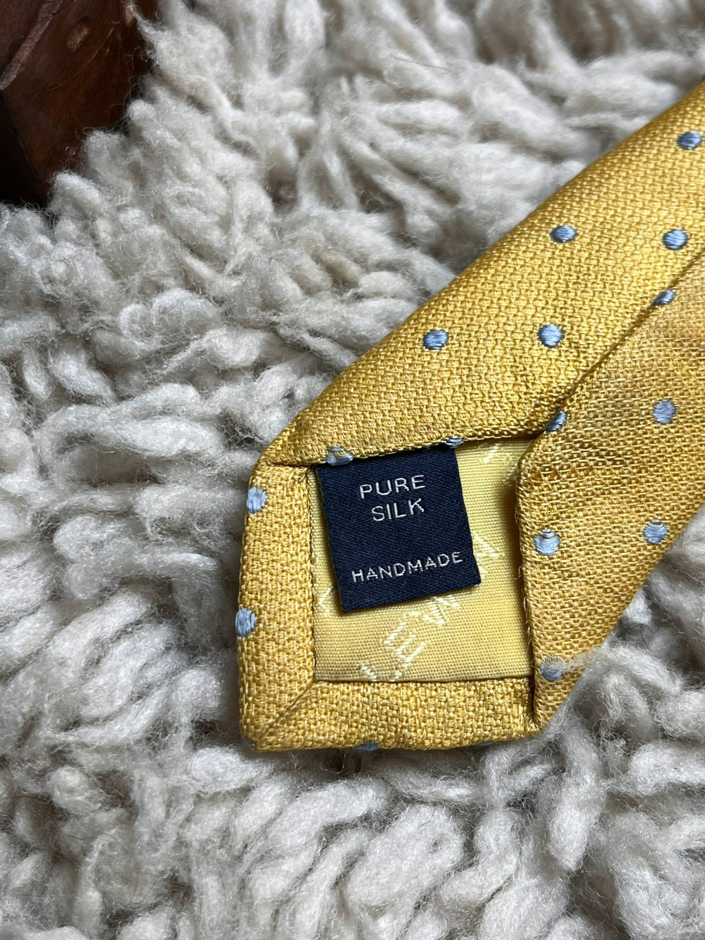 T.M. Lewin Jermyn St London Gold Blue Polka Dot TIE