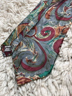 St Michael Marks & Spencer Vtg Grey Red Green Abstract Swirl TIE