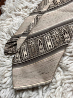 Jean Pierre Vtg Beige Brown Geometric Striped TIE