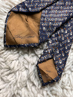 Zegna Style Navy Blue Bronze Abstract Geometric Pattern TIE