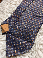 Zegna Style Navy Blue Bronze Abstract Geometric Pattern TIE